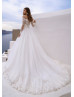 White Lace Tulle Transparent Back Wedding Dress